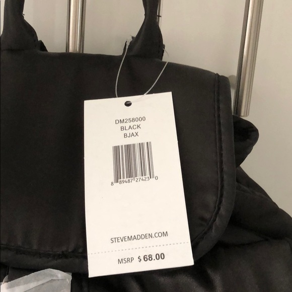 NEW ❤️ Steve Madden JAX Satin Medium Backpack BLK - Picture 8 of 8